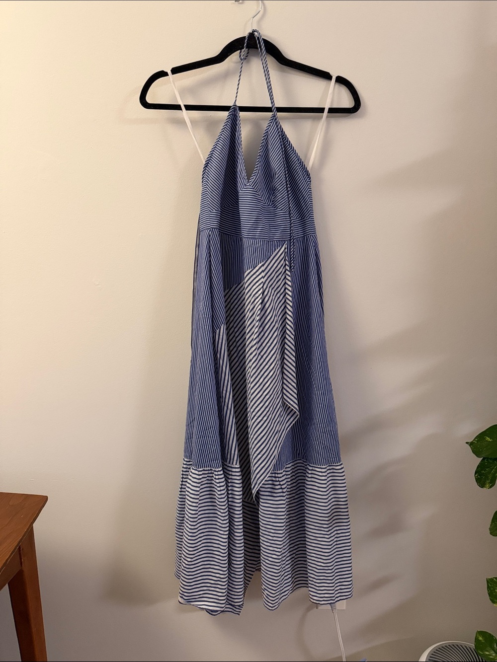 Tibi Navy and White Striped Halter Dress